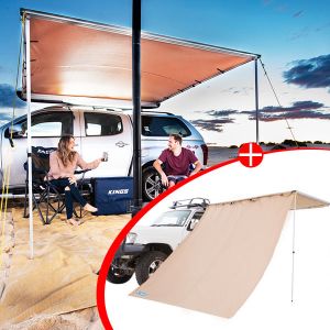 2.5 x 2.5m 2 in 1 Awning + Strip Light  + Adventure Kings Awning Side Wall
