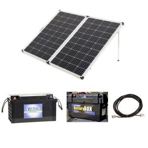 250W Portable Solar Panel + 138Ah AGM Deep-Cycle Battery + Maxi Battery Box + 6m Lead with Solar Panel Extension