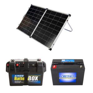 Kings Premium 160w Solar Panel with MPPT Regulator + Battery Box + AGM Deep Cycle Battery 98AH