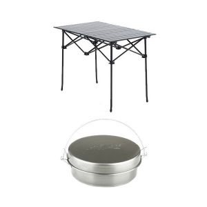 Adventure Kings Aluminium Roll-Up Camping Table + Bedourie Camp Oven