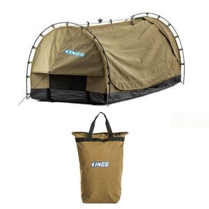 Kings Deluxe Escape Single Swag + Kings Doona/Pillow 400GSM Canvas Bag