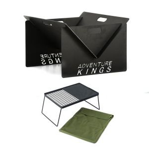 Kings Portable Steel Fire Pit + Camp Fire BBQ Plate