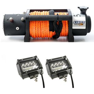 Domin8r X 12,000lb Winch with rope + Adventure Kings 4" LED Light Bar