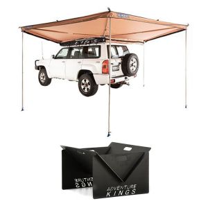 Adventure Kings 270° King Wing Awning + Portable Steel Fire Pit