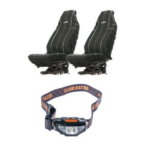 Adventure Kings Heavy Duty Seat Covers (Pair) + Illuminator LED Head Torch
